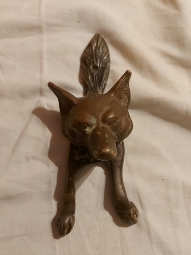 Vintage figural brass fox - brass,
