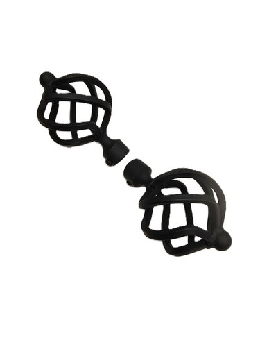 Black curtain pole finials - black,