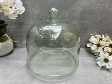 Recycled Glass Display Dome Cloche Bell Jar Flower Cake Cover with Handle 24cm
