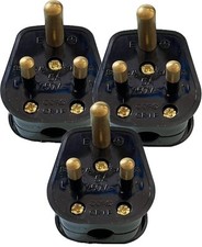 Pack of 3 - 3 Pin Round Mains Wall Light Power Plug 5A BS546