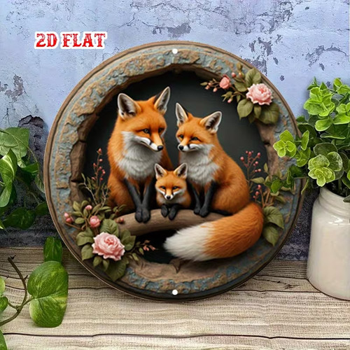 Cute fox garden plaque wall - fox,