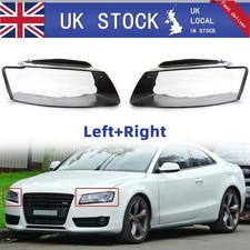 PAIR FOR AUDI A5 S5 LEFT RIGHT FRONT HEADLIGHT HEADLAMP LENS COVER 2009-2011