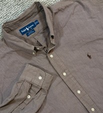 Polo Ralph Lauren Shirt Mens Size XXL 2XL Brown Plaid Blake Relaxed Fit Cotton