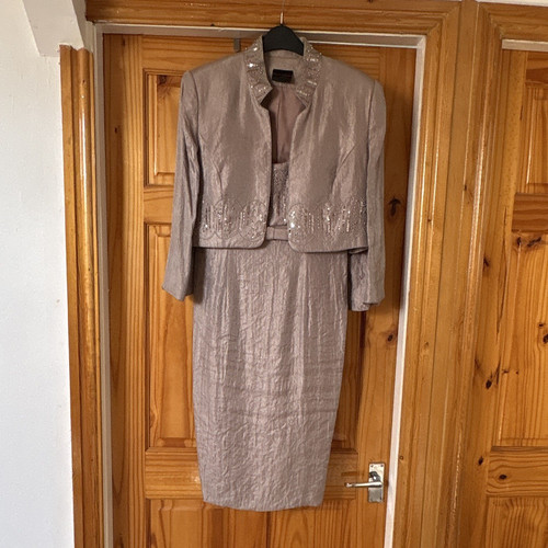 Frank usher taupe satin - uk, 14