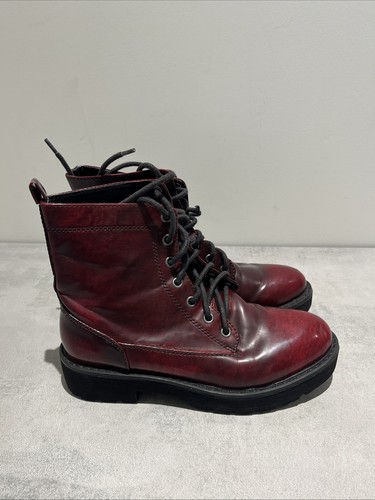 Mango burgundy boots eu38 uk5 - burgundy,