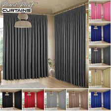 Thermal Thick Pencil Pleat Blackout Curtains Ready Made Curtain Pair Tiebacks