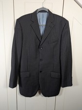 Austin Reed Mens Wool Blazer Jacket Size 40R, Black, Pinstripe