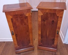 Pair of Yew veneer CD Storage Cupboards Vintage design _Low Price to clear