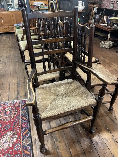 Set antique rush seat - 6,