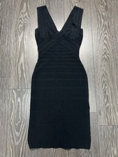Womens Herve Leger Bandage Stretch Dress Sleeveless Black Rayon Nylon Size M