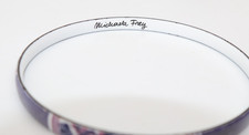 Vintage Michaela Frey Austrian Enamel Slim Bracelet - Lilac and White