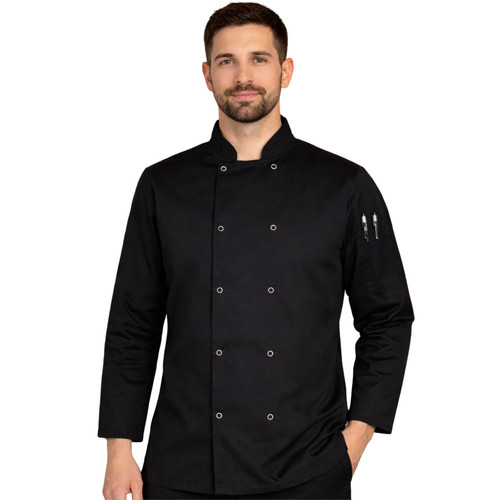Black chefs jacket unisex long - black,