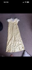Zara Satin Feather Dress Yellow Size L