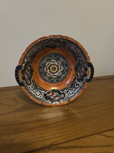 Newhall pottery orange - orange, lustre