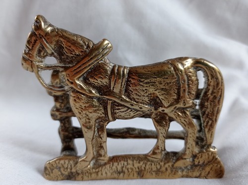 Brass plough horse - brass, fence
