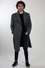 Vintage Italian Grey Army trench coat mac macintosh raincoat overcoat jacket
