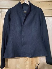 Rick Owens Vintage Textured Wool & Silk Black Fitted Peplum Jacket UK 12 (10)