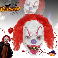 Scary Clown Mask With Messy Red Hair Halloween Horror Clowns Cosplay For Adults