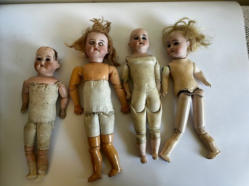 Group antique bisque dolls - antique,