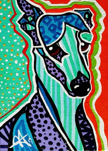 Original painting signed - original, hound
