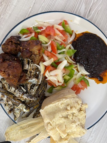 Pack kenkey with shito - ga,