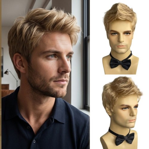 Short golden wig men - short,