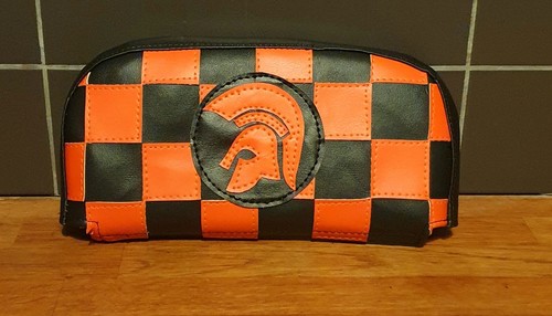 Orange black check - black, trojan