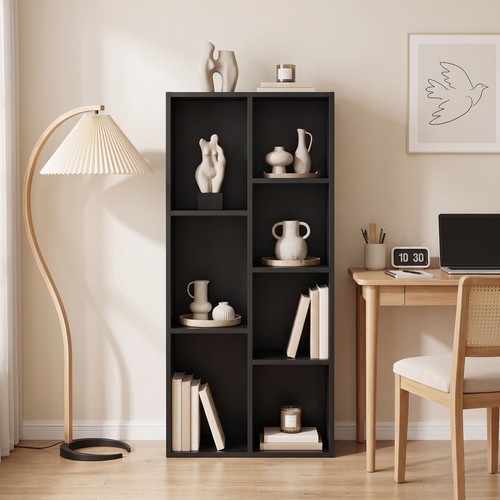 Black cubes wooden bookcase - black, 7