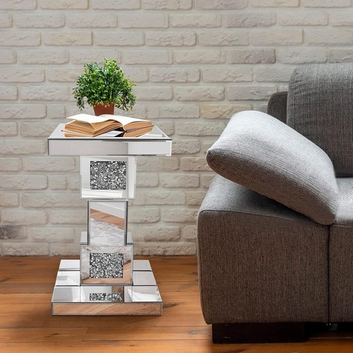 Silver mirrored end table - 20"silver,