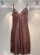 Vintage Brown Nylon & Lace Full Slip - UK 10 - Keynote