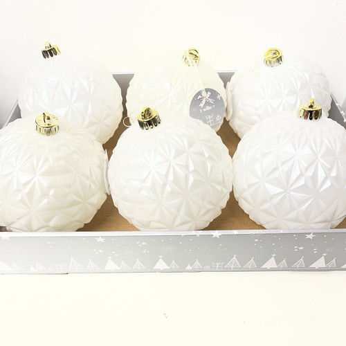 Giant baubles white pack 6 - white,