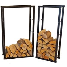 Firewood Log Rack Store Large Small Metal Stand Tall Steel Black 2 Sizes Narrow