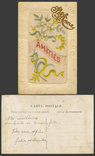 Ww1 silk embroidered french - embroidered,