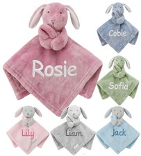 Personalised Baby Comforter Boy Girl Blanket Bunny Novelty Baby Gift Blankie