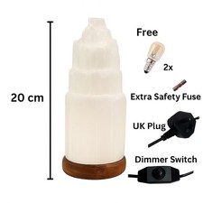 Selenite Tower Lamp 20 cm