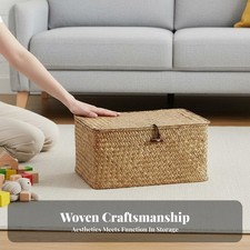Lidded woven chest with - with, lid