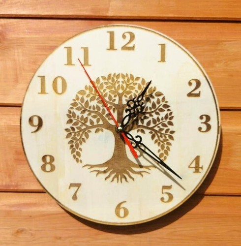 Handmade wooden wall clock - wall,