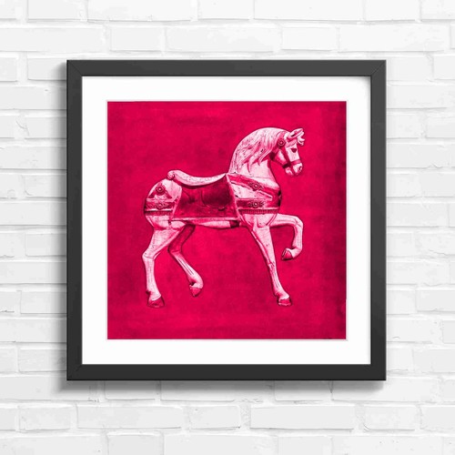 Vintage white carousel horse - vintage,