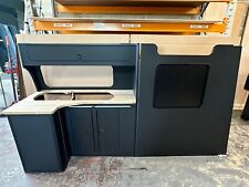 Assembled SWB Campervan Furniture - Black Matt, Solid Oak. VW Transporter T5/T6