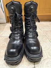 New Rock Reactor Black Leather Boots EU 42/Uk 8 Excellent Condition