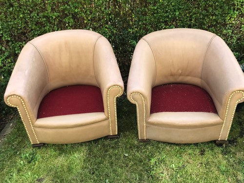Genuine leather tub chairs