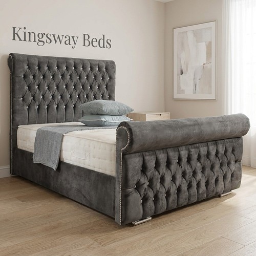 Double scroll sleigh bed frame - scroll,