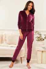 LIPSY Ladies Berry Red Velour Leisure Tracksuit Activewear Hoodie Joggers BNWT