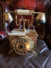 Vintage Onyx And Brass Rotary