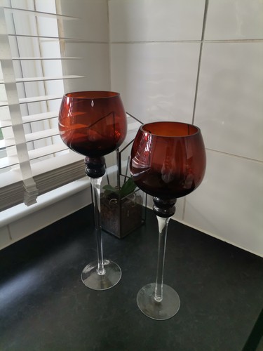 Amber glass tall chalice - amber,
