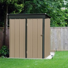 Metal Garden Shed Pent Roof 3X5FT Small Outdoor Storage Cabinet Hinge Door