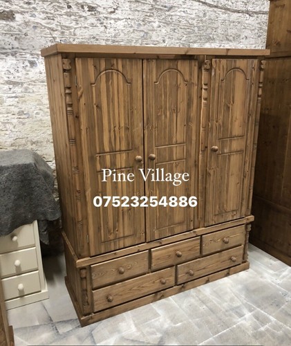 Handmade pine triple wardrobe - handmade,