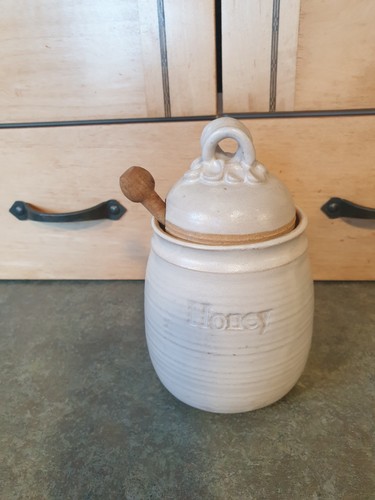 Pottery honey pot with wooden - honey,