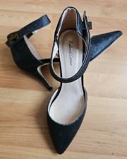 ROLAND CARTIER BLACK SHIMMER STRAPPY SHOES UK 7 EUR 41 DUNE US 10 WEDDING SEE 