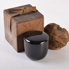Natsume Tea caddy "black lacquer" with Wrapping & Antique box